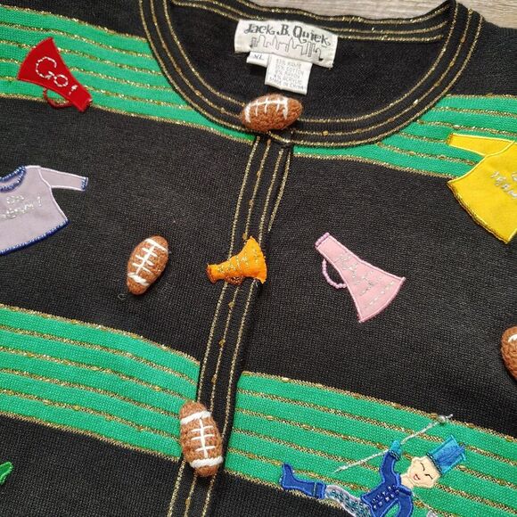 Vintage Jack B Quick Football Cheerleader Cardigan NWT Novelty Sweater XL - Picture 4 of 13